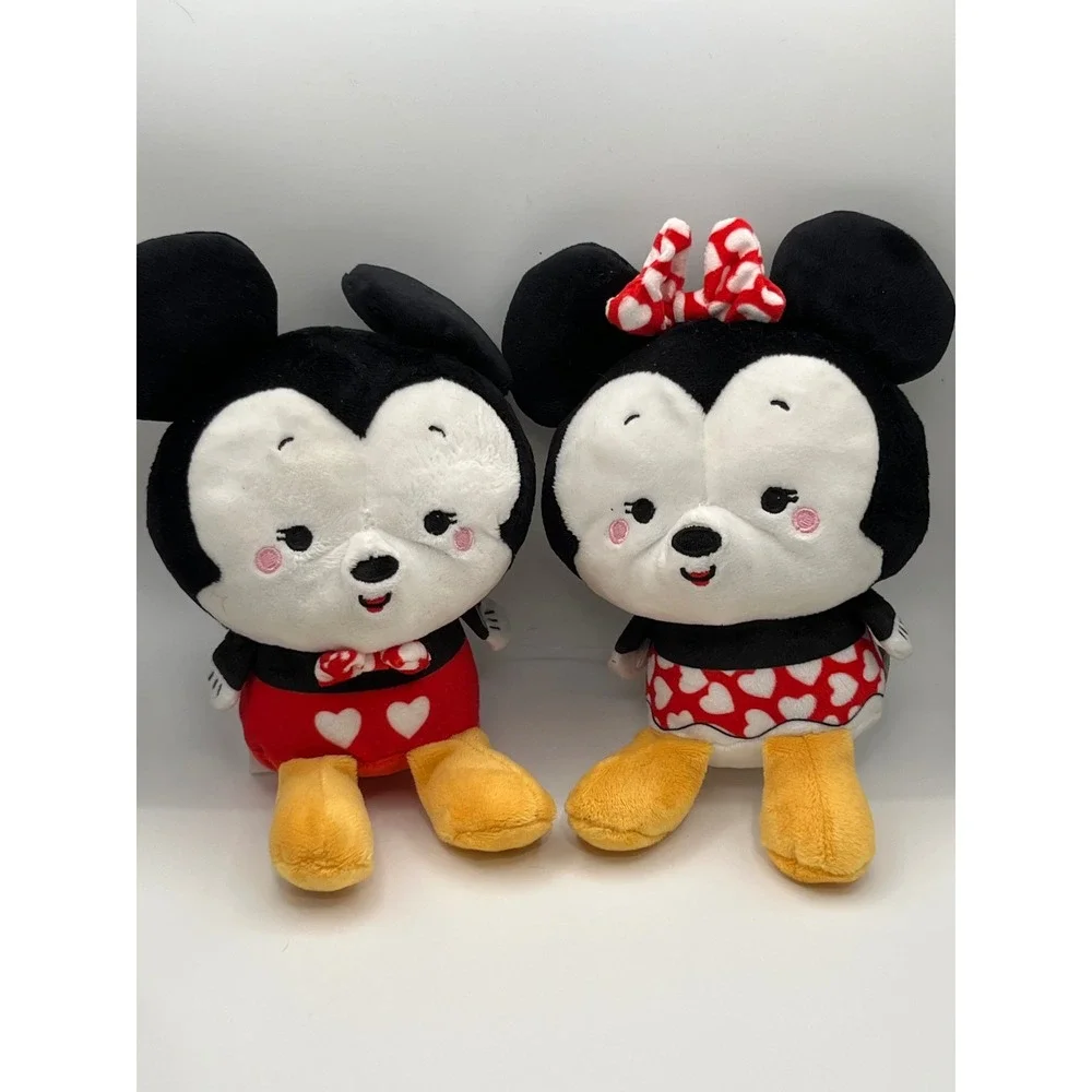 Hallmark Disney Mickey Minnie Mouse Plush Set Heart Valentine Red Black White